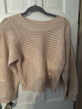 Anthropologie Open-Weave Scoopneck Sweater in Beige